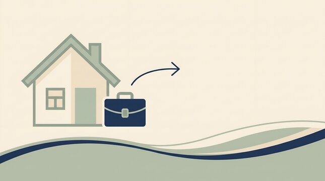 House icon with briefcase and arrow symbol representing work from home