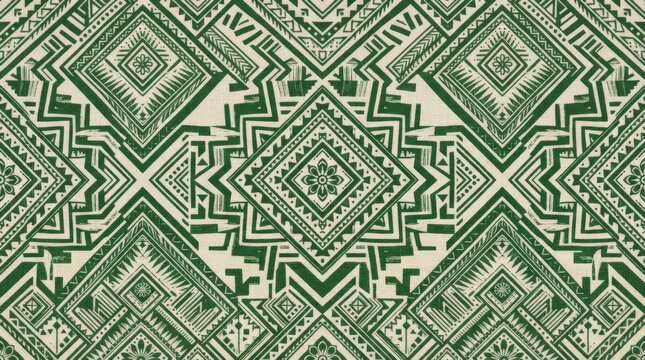 Russia patterns geometric green ethnic ornament textile design with geometric ornament seamless