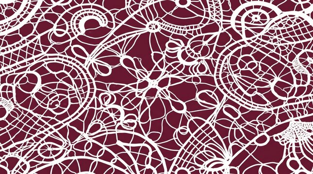 Russia patterns white lace design on dark red background with ornament embroidery geometric