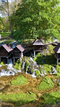 Wooden watermills in mlincici near jajce, bosnia and herzegovina