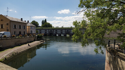 Fototapeta premium Historic Barrage Vauban structure crossing the Ill River in Strasbourg