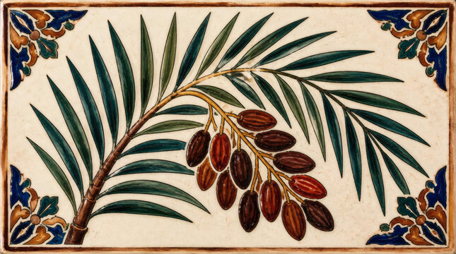 Palm Branch with Ripe Dates and Ornamental Border