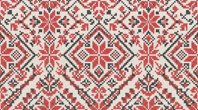 Ukraine pattern detailed red and black floral embroidery with ukrainian vyshyvanka embroidery