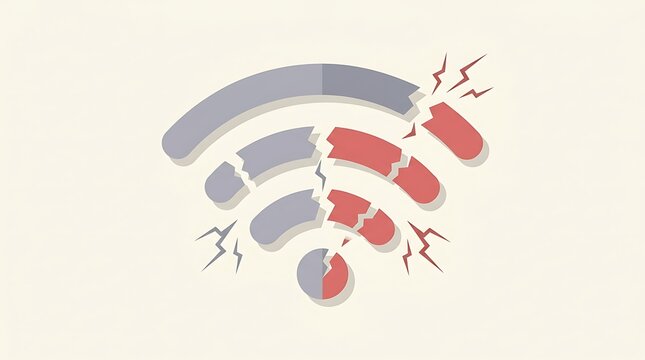 Broken wifi signal icon representing disconnected internet connection