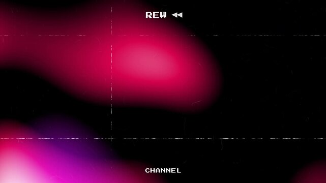 Retro VHS light leaks transition with purple and pink colors featuring analog glitch effects scanlines and old tape noise on a black background for cinematic video editing projects