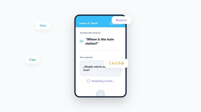Interactive Language Learning App with Translation and Vocabulary Interface