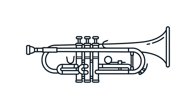 Trumpet Line Art Illustration Musical Instrument Outline Vector Icon