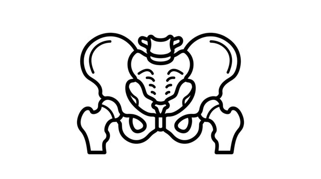 Human pelvis bone anatomy medical icon outline