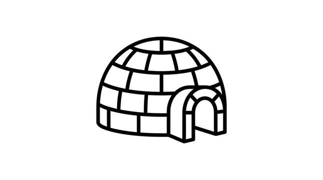 Igloo dwelling structure illustration simple line art design