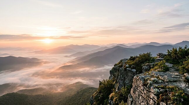 The photograph captures a breathtaking panoramic view from a mountain peak.
