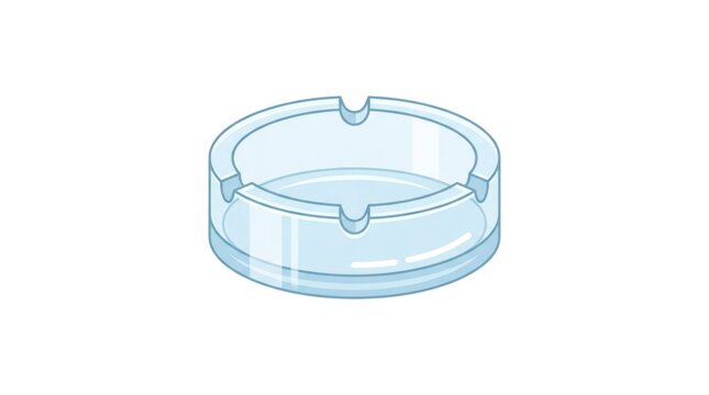 Simple illustration of a clear glass ashtray on a white background