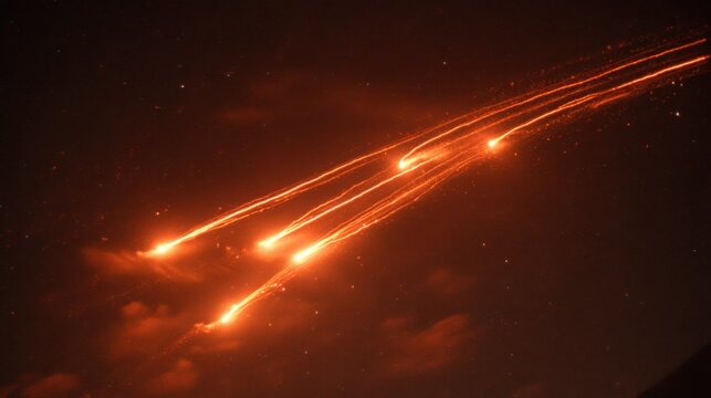 Cluster of Luminous Meteoroids Burning Brightly as They Streak Across the Cosmic Night Sky
