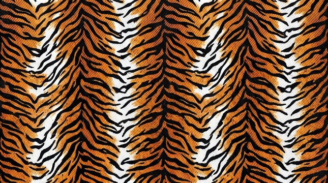 seamless pattern of orange black and white tiger stripes texture for fabric and design background