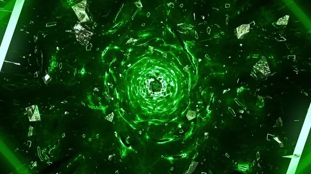 Green Cyber Kaleidoscope Reactor Abstract Futuristic 4K Seamless VJ Loop