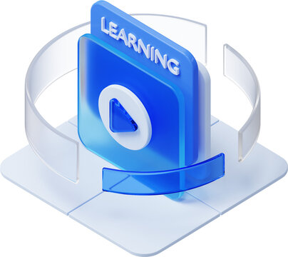Minimal Online Learning 3D Icon for Poster Background