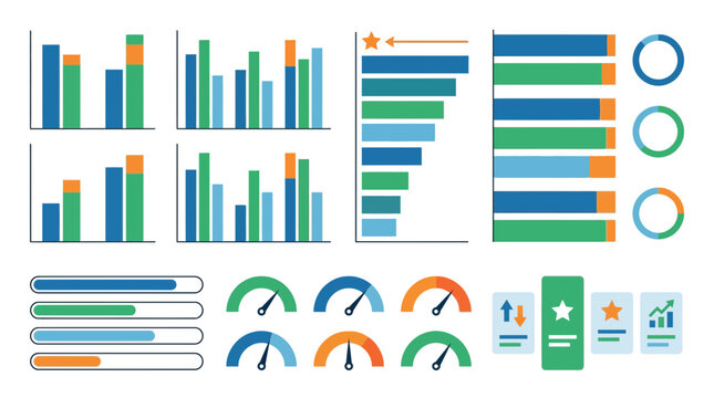 Dashboard infographic elements for business data visualization