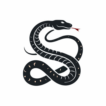 Black Snake Serpent Vintage Vector Illustration