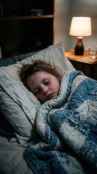 Young Child Sleeping Peacefully Underneath A Quilted Blanket In A Cozy Bedroom Setting
