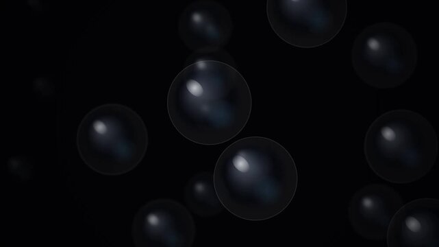Floating Abstract Soap Bubbles on Elegant Black Background Animation