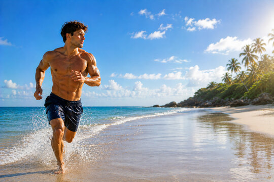 man running on the beach
