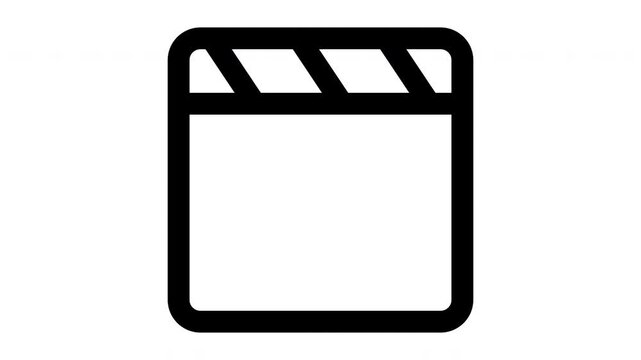 clapperboard animated Line Icons Premium 4K, Modern Minimal Outline Motion Graphics Collection
