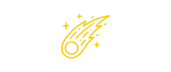 Golden comet icon with sparkles isolated on transparent background © Erlin