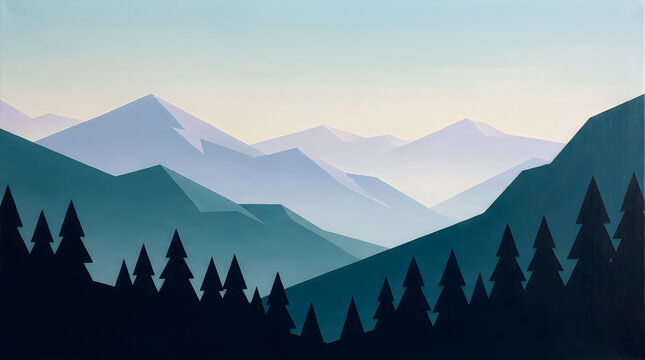 Dramatic mountain range silhouette against a colorful pastel sky at dusk
