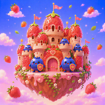 Floating strawberry castle
