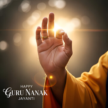 Guru Nanak Jayanti: Person's Hand Making Mudra with Golden Light