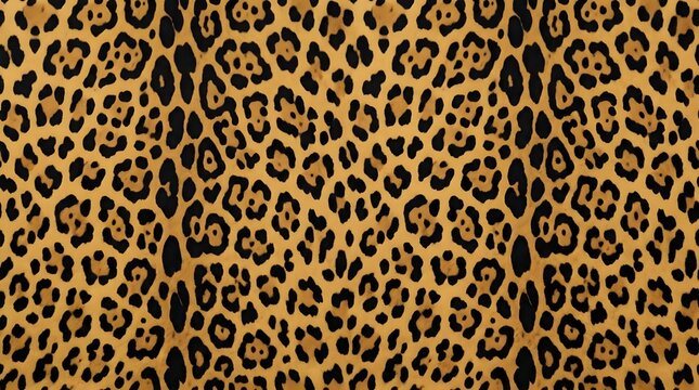 leopard print pattern with black spots on golden brown fur texture seamless background