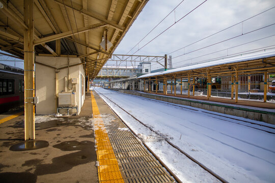 JR Odate Station in Akita Prefecture, Japan, in winter