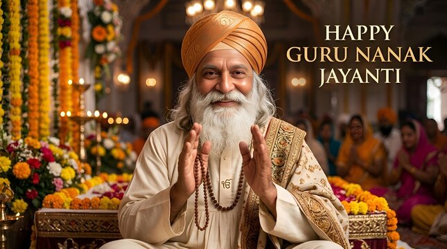 Happy Guru Nanak Jayanti - Sikh Man Celebrating Birth Anniversary Festival