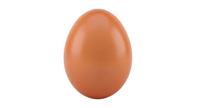 A smooth terracotta colored egg shape stands isolated on transparent background oval orange brown object form three-dimensional render digital