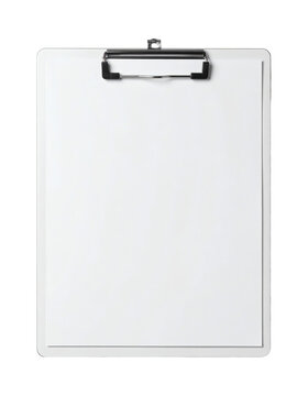 Clipboard with blank white paper sheet for notes and professional documents held by a metal spring clip&nbsp;