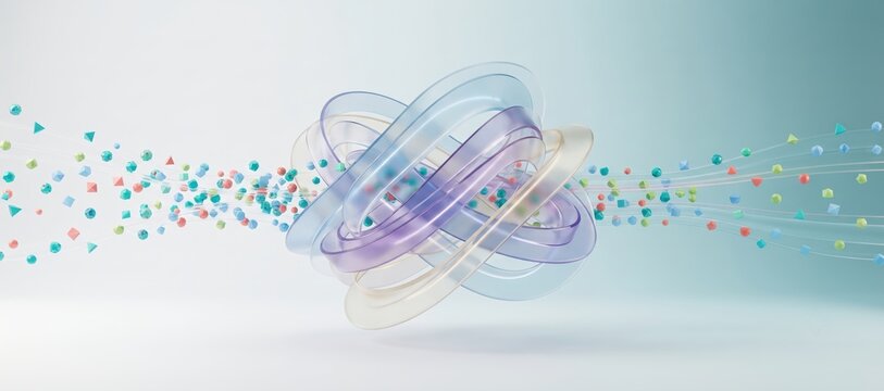Layered transparent rings representing artificial intelligence algorithm flow