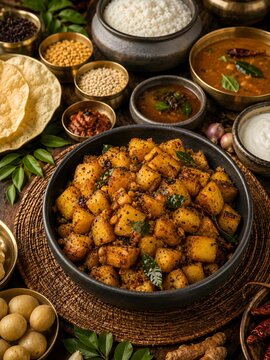 Traditional South Indian Potato Poriyal Urulaikilangu Varuval