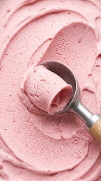 close up of pink ice cream