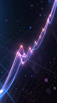Digital Stock Market Graph with Neon Lines and Data Points