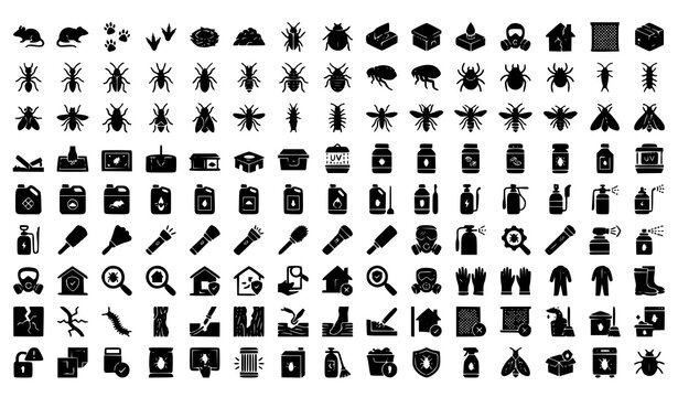Pest Management Glyph Vector Icon Collection 32x32