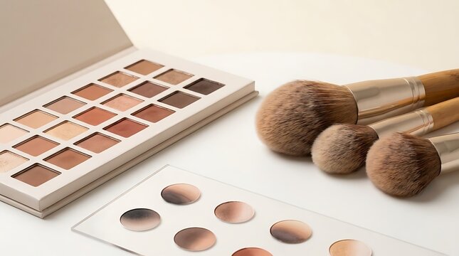 Eyeshadow makeup palette with professional cosmetic brushes for beauty and face styling. eyeshadow blending tips