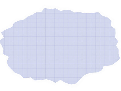 A single piece of light blue grid paper with rough torn edges and a simple rectangular shape for notes and writing memos isolated for creative design work and document decoration