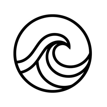 Stylized ocean wave inside a circular frame icon with water element nature icon maritime abstract minimalist isolated illustration movement environment creative