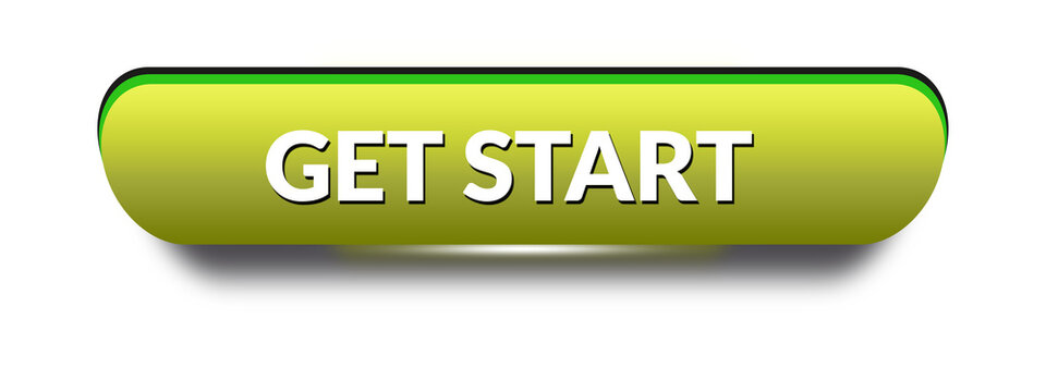 Modern Green Gradient Get Started Button Isolated on Transparent Background PNG