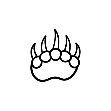Minimalist bear claw vector icon in black outline style