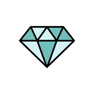Minimalist blue diamond vector icon on white background