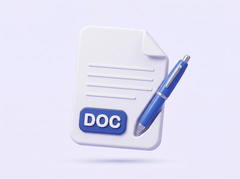Digital document icon with a blue ballpoint pen