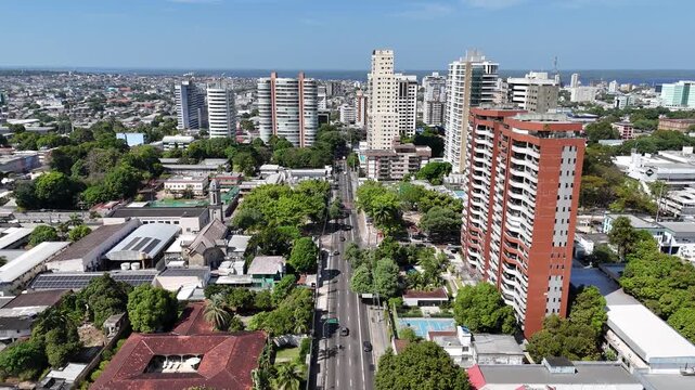 Manaus Skyline At Manaus In Amazonas Brazil. Downtown District. Highrise Buildings Skyline. City Life Traffic. Manaus Skyline In Manaus In Amazonas Brazil. Beautiful Cityscape.