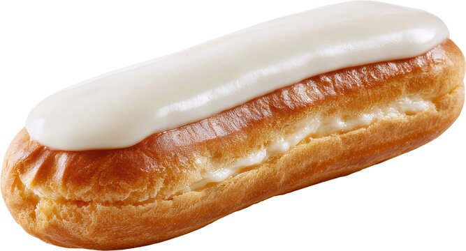 Classic vanilla bean eclair with glossy white icing.
