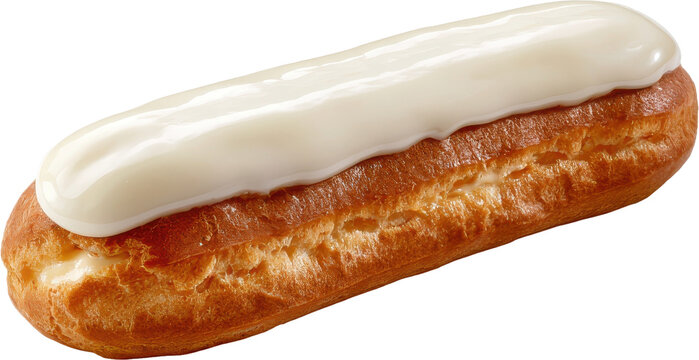 Classic vanilla bean eclair with glossy white icing.