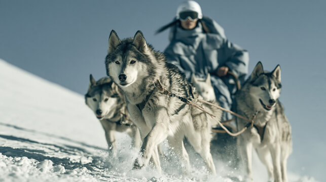 Dog sled husky snow winter team sledge outdoor travel cold sport